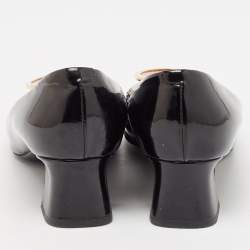 Louis Vuitton Black Patent Leather Block Heel Pumps Size 37