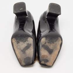 Louis Vuitton Black Patent Leather Block Heel Pumps Size 37