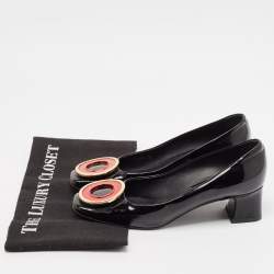 Louis Vuitton Black Patent Leather Block Heel Pumps Size 37