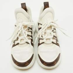 Louis Vuitton White Leather and Monogram Canvas Archlight Sneakers Size 38.5