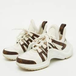 Louis Vuitton White Leather and Monogram Canvas Archlight Sneakers Size 38.5