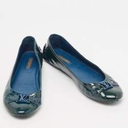 Louis Vuitton Green Patent Leather Oxford Ballet Flats Size 39.5