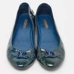 Louis Vuitton Green Patent Leather Oxford Ballet Flats Size 39.5