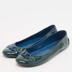 Louis Vuitton Green Patent Leather Oxford Ballet Flats Size 39.5