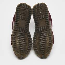 Louis Vuitton Burgundy Calf Hair and Python Leather Run Away Lace Up Sneakers Size 36.5