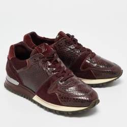 Louis Vuitton Burgundy Calf Hair and Python Leather Run Away Lace Up Sneakers Size 36.5