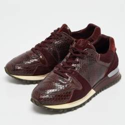 Louis Vuitton Burgundy Calf Hair and Python Leather Run Away Lace Up Sneakers Size 36.5