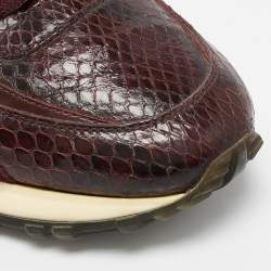 Louis Vuitton Burgundy Calf Hair and Python Leather Run Away Lace Up Sneakers Size 36.5