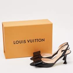 مملوكة مسبقًا Louis Vuitton Black Leather Blossom Slingback Pumps Size 37.5