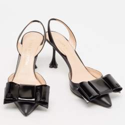 مملوكة مسبقًا Louis Vuitton Black Leather Blossom Slingback Pumps Size 37.5