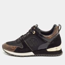 Louis Vuitton Black/Brown Mesh and Monogram Canvas Run Away Sneakers Size 38.5