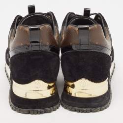 Louis Vuitton Black/Brown Mesh and Monogram Canvas Run Away Sneakers Size 38.5