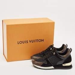 Louis Vuitton Black/Brown Mesh and Monogram Canvas Run Away Sneakers Size 38.5