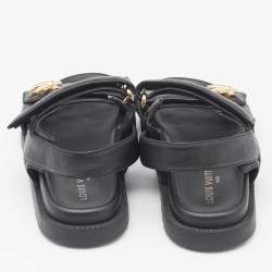 Louis Vuitton Black Leather Sunset Slingback Sandals Size 39