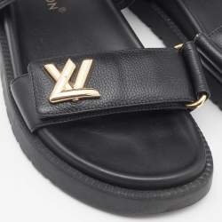 Louis Vuitton Black Leather Sunset Slingback Sandals Size 39