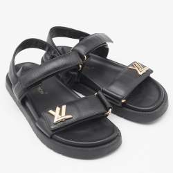 Louis Vuitton Black Leather Sunset Slingback Sandals Size 39