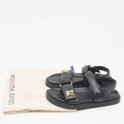 Louis Vuitton Black Leather Sunset Slingback Sandals Size 39