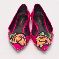 Louis Vuitton Pink Patent Leather Stephen Sprouse Rose Ballet Flats Size 35.5