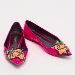 Louis Vuitton Pink Patent Leather Stephen Sprouse Rose Ballet Flats Size 35.5