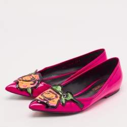 Louis Vuitton Pink Patent Leather Stephen Sprouse Rose Ballet Flats Size 35.5