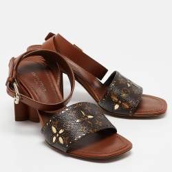 Louis Vuitton Monogram Perforated Canvas and Leather Silhouette Sandals Size 35