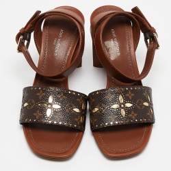 Louis Vuitton Monogram Perforated Canvas and Leather Silhouette Sandals Size 35