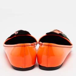 Louis Vuitton Orange Patent Leather Stephen Sprouse Rose Ballet Flats Size 35.5