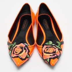 Louis Vuitton Orange Patent Leather Stephen Sprouse Rose Ballet Flats Size 35.5