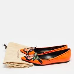 Louis Vuitton Orange Patent Leather Stephen Sprouse Rose Ballet Flats Size 35.5