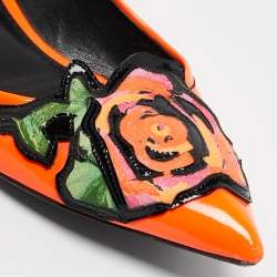 Louis Vuitton Orange Patent Leather Stephen Sprouse Rose Ballet Flats Size 35.5