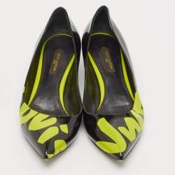 مملوكة مسبقًا Louis Vuitton Black/Green Graffiti Patent Leather Stephen Sprouse Pumps Size 35.5