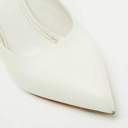 Pre Owned Louis Vuitton White/Brown Leather and Monogram Canvas Matchmake Pumps Size 37