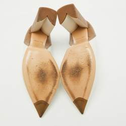 Pre Owned Louis Vuitton White/Brown Leather and Monogram Canvas Matchmake Pumps Size 37