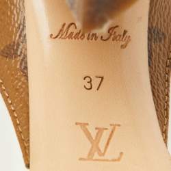 Pre Owned Louis Vuitton White/Brown Leather and Monogram Canvas Matchmake Pumps Size 37
