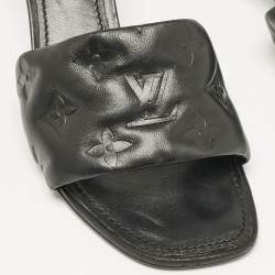 Louis Vuitton Black Leather Revival Slide Sandals Size 37