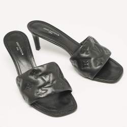 Louis Vuitton Black Leather Revival Slide Sandals Size 37