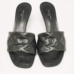 Louis Vuitton Black Leather Revival Slide Sandals Size 37