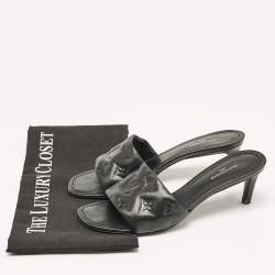 Louis Vuitton Black Leather Revival Slide Sandals Size 37