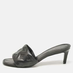 Louis Vuitton Black Leather Revival Slide Sandals Size 37