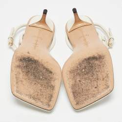 Louis Vuitton Cream Leather Ankle Wrap Sandals Size 37