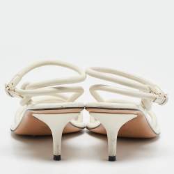 Louis Vuitton Cream Leather Ankle Wrap Sandals Size 37