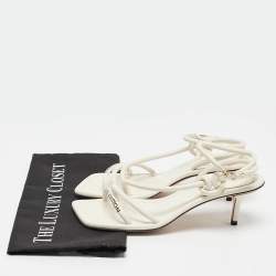 Louis Vuitton Cream Leather Ankle Wrap Sandals Size 37