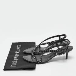 Louis Vuitton Black Canvas and Leather Ankle Strap Sandals Size 36.5