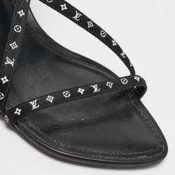 Louis Vuitton Black Canvas and Leather Ankle Strap Sandals Size 36.5