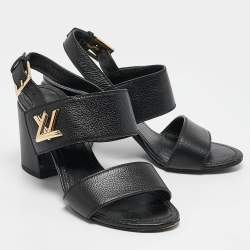 مملوكة مسبقًا Louis Vuitton Black Leather Horizon Sandals Size 37