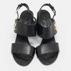 مملوكة مسبقًا Louis Vuitton Black Leather Horizon Sandals Size 37