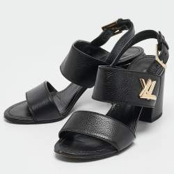 مملوكة مسبقًا Louis Vuitton Black Leather Horizon Sandals Size 37