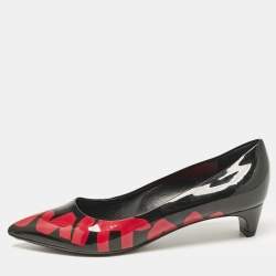 Louis Vuitton Black Patent Leather Graffiti Pointed Toe Pumps Size 35.5