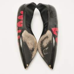 Louis Vuitton Black Patent Leather Graffiti Pointed Toe Pumps Size 35.5