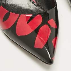 Louis Vuitton Black Patent Leather Graffiti Pointed Toe Pumps Size 35.5